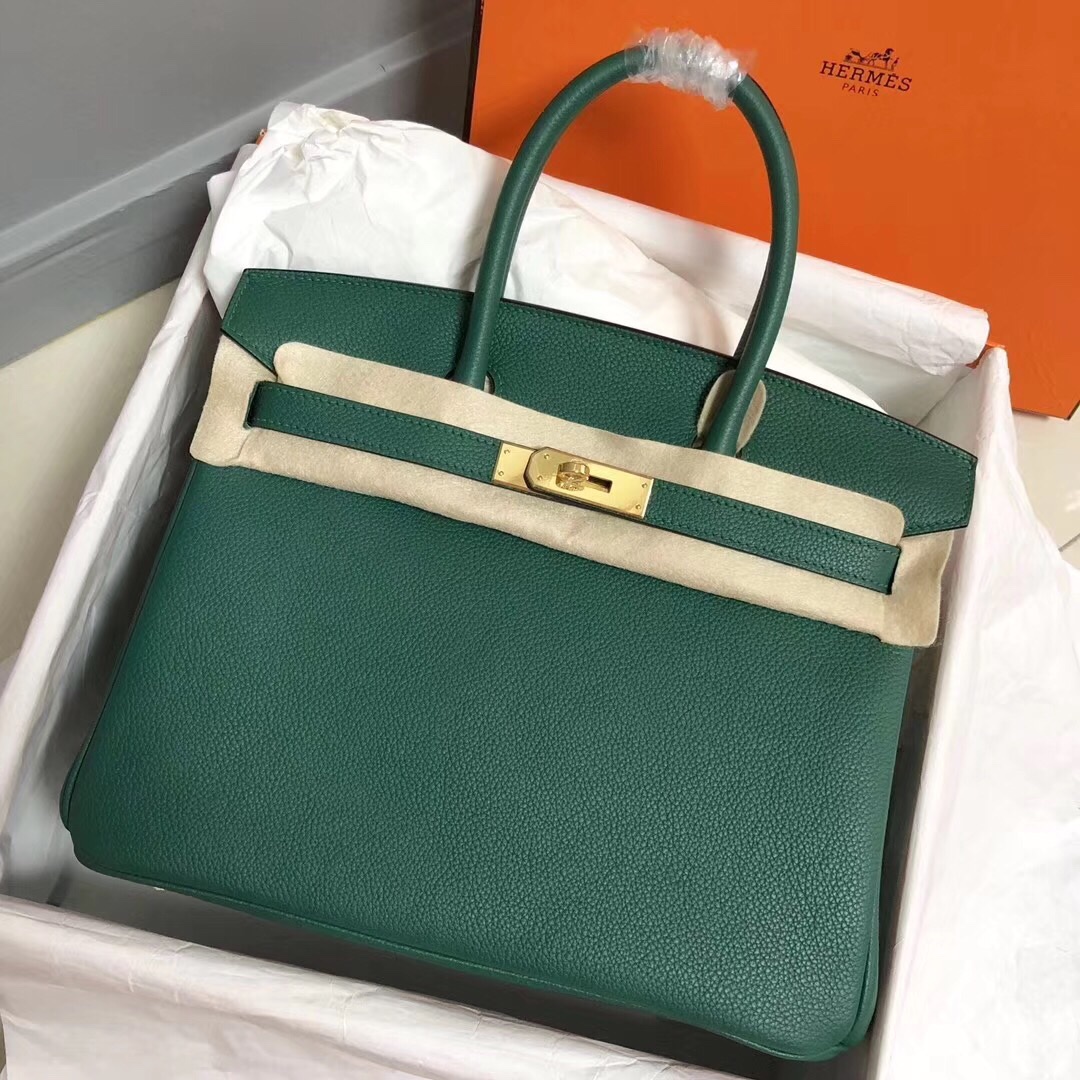 Hermes Birkin 35CM Togo Leather Handbag Dark Green